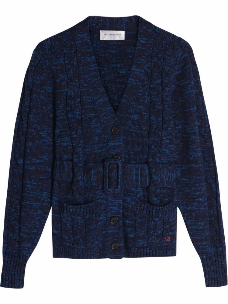 Victoria Beckham belted cable knit cardigan - Blue Cover