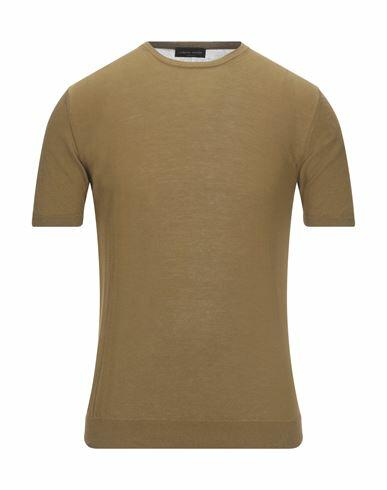 Roberto Collina Man Sweater Khaki Cotton Cover