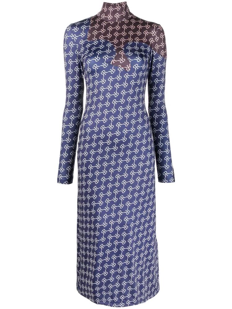 Rokh two-tone monogram midi dress - Blue Cover