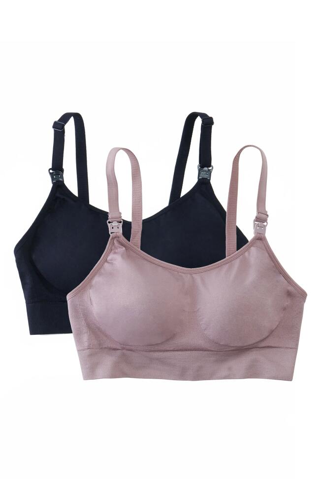 Ingrid & Isabel Set of 2 Drop Cup Nursing Bras in Black /Mauve Cover