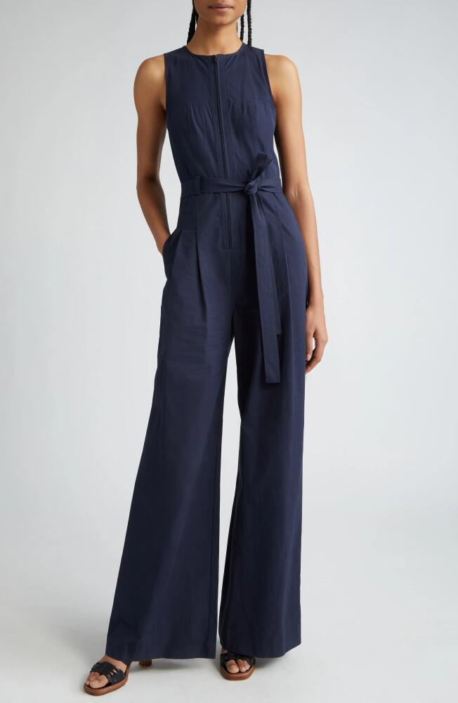 Ulla Johnson Marin Wide Leg Cotton Jumpsuit in Midnight Cover