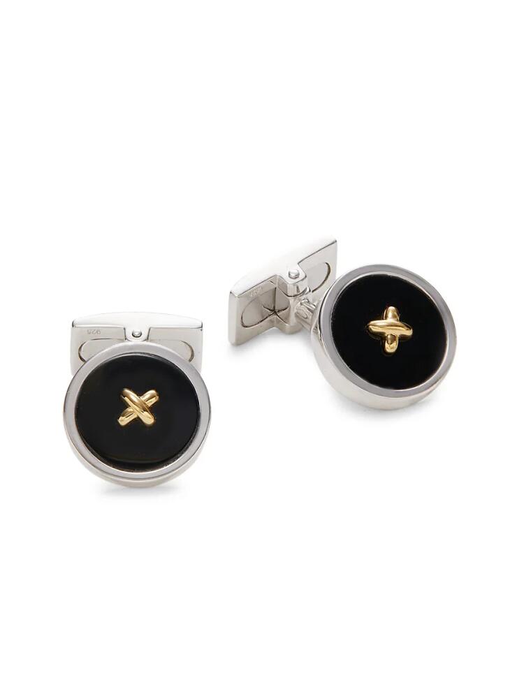 Effy Men's Sterling Silver, 14K Yellow Gold & Onyx Cufflinks - Grey Cover