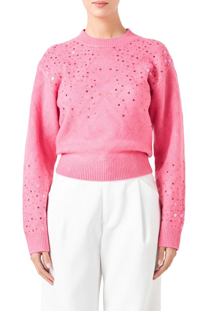 Endless Rose Sequin Crewneck Sweater in Pink Cover