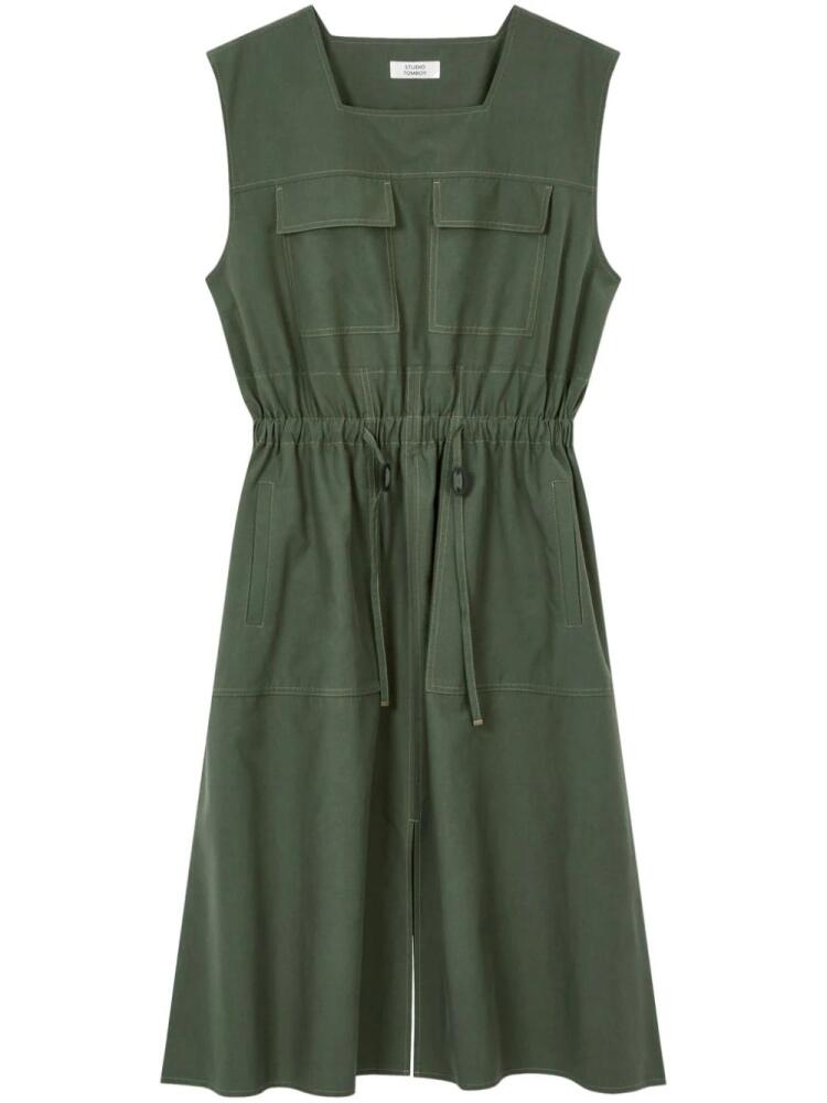 STUDIO TOMBOY contrast-stitching sleeveless midi dress - Green Cover