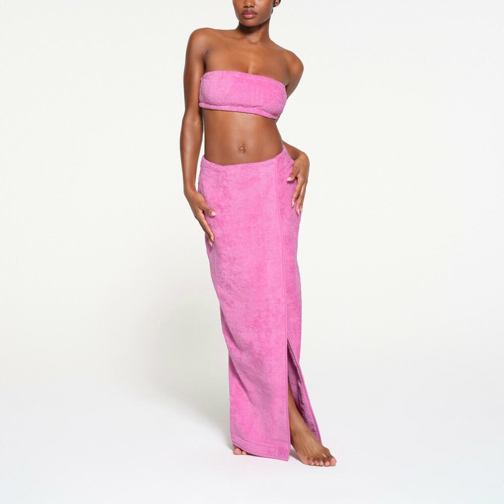 SKIMS Long Wrap Skirt | Pink | 2XS | Terry Cover Ups Cover