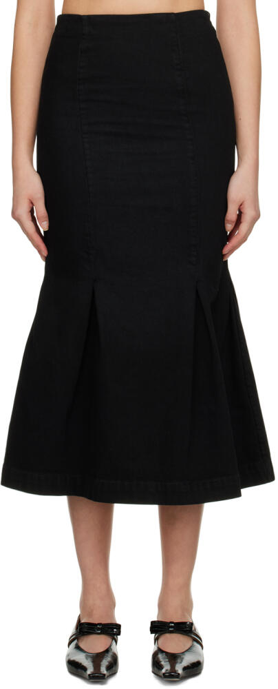 KHAITE Black 'The Levine' Midi Skirt Cover