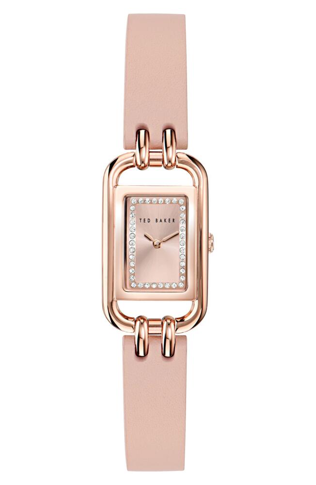 Ted Baker London Iconic Leather Strap Watch, 8mm x 12mm in Pink Cover