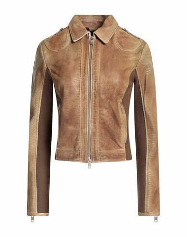 Diesel Woman Jacket Camel Sheepskin, Cotton, Elastane Cover