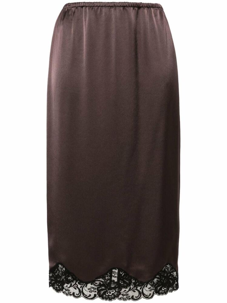 PINKO lace trimmed midi skirt - Brown Cover