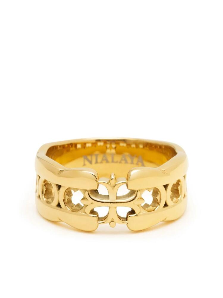 Nialaya Jewelry Cross band ring - Gold Cover