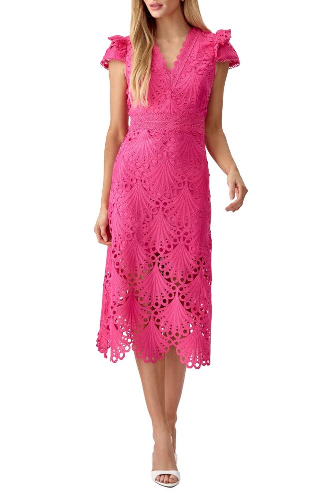 Adelyn Rae Mia 3D Embroidered Midi Dress in Hot Pink Cover