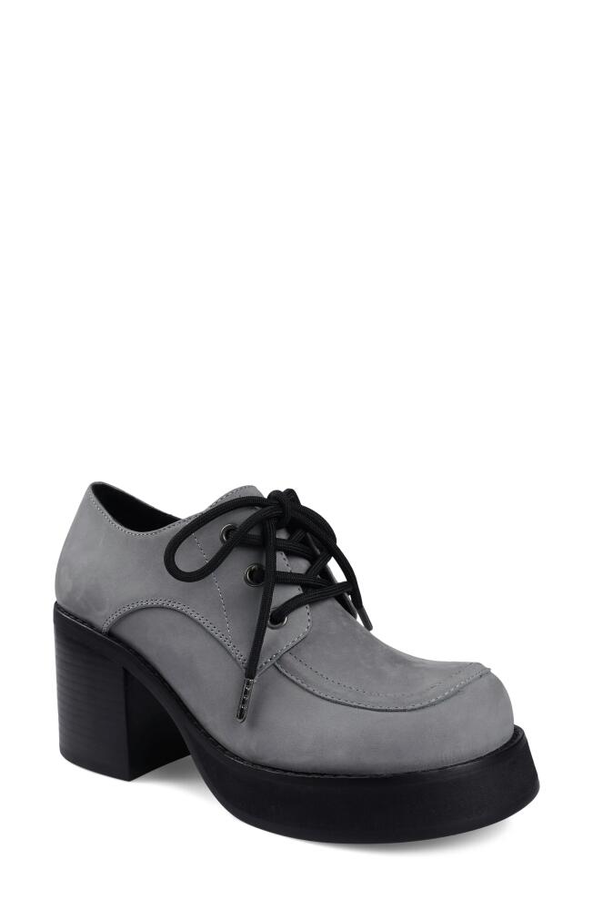 Candie's Funk Platform Derby in Dusty Blue Leather Cover