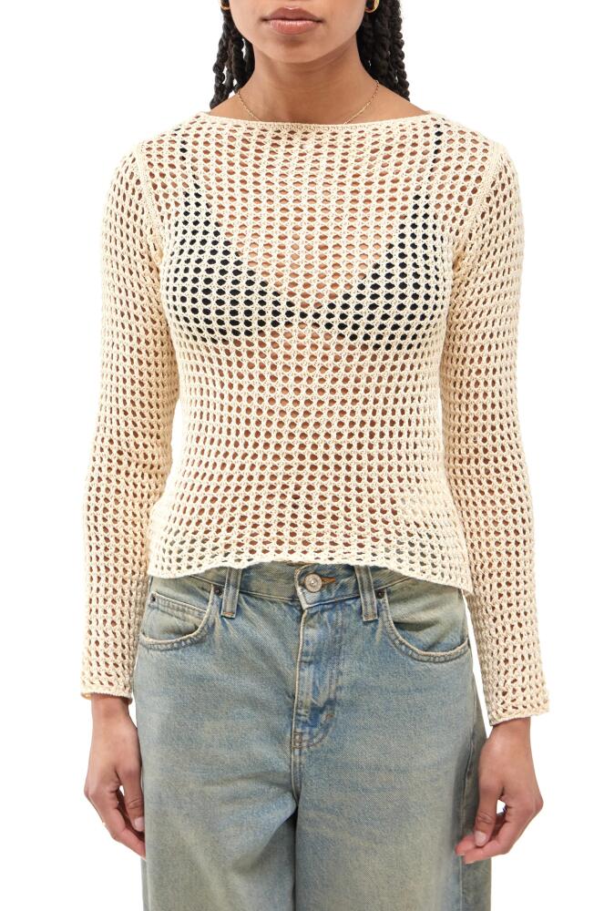 BDG Urban Outfitters Lattice Open Stitch Cotton Sweater in Cream Cover