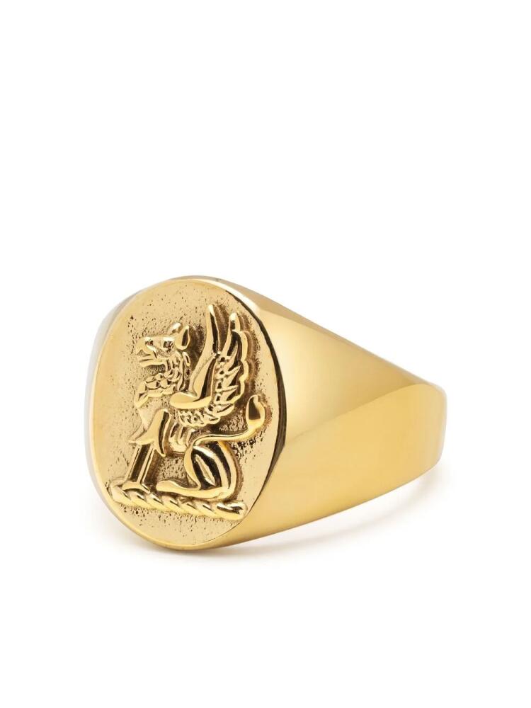 Nialaya Jewelry Lion Crest signet ring - Gold Cover