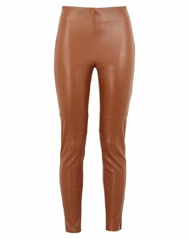 8 By Yoox High-waist Elastic Leggings Woman Leggings Brown Polyurethane, Polyester Cover