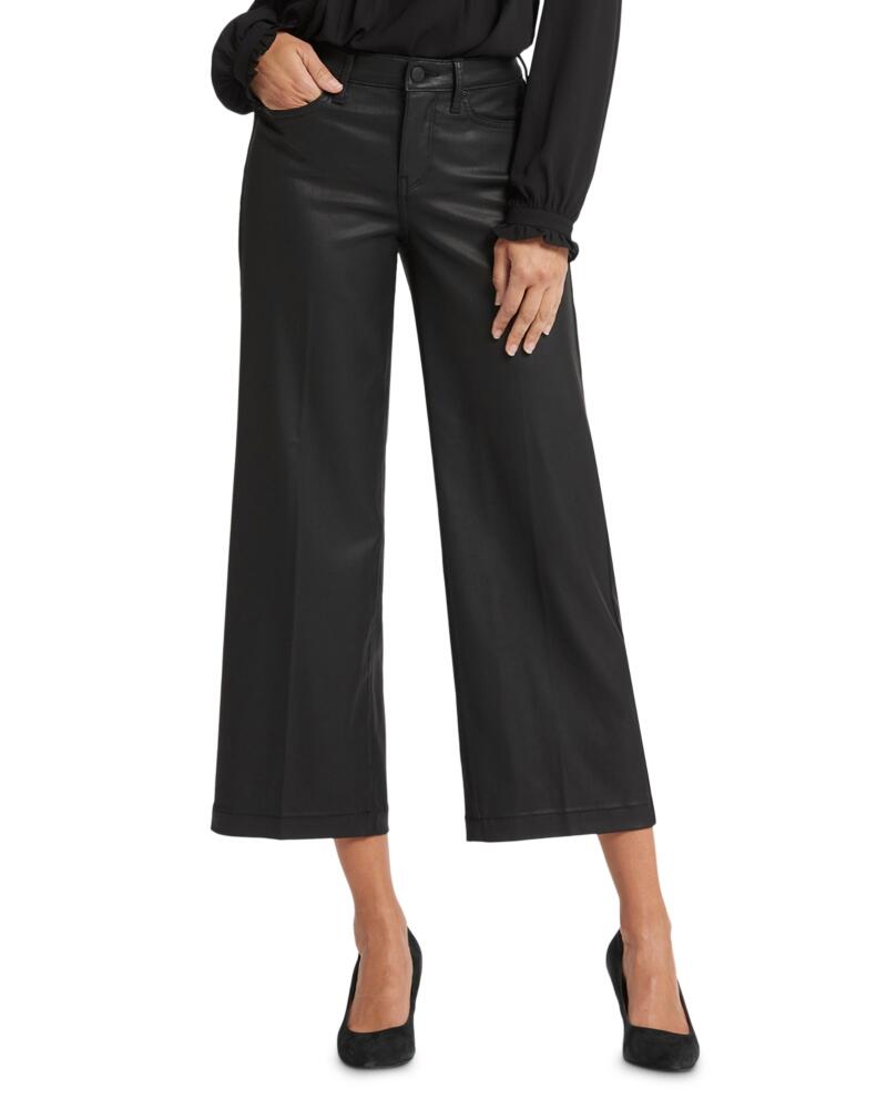 Nydj Teresa High Rise Ankle Wide Leg Jeans in Black Coated Cover