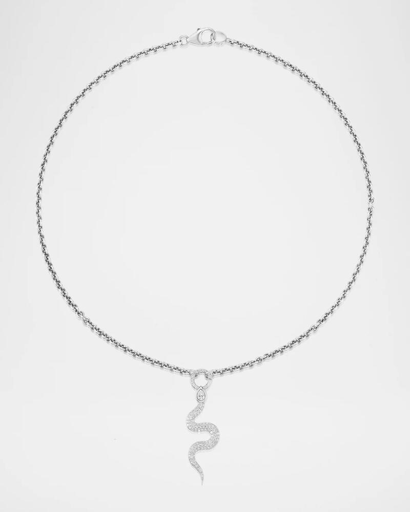 Sheryl Lowe Diamond Pave Snake and Pear Bezel Pendant on 4mm Cable Chain Necklace, 20"L Cover