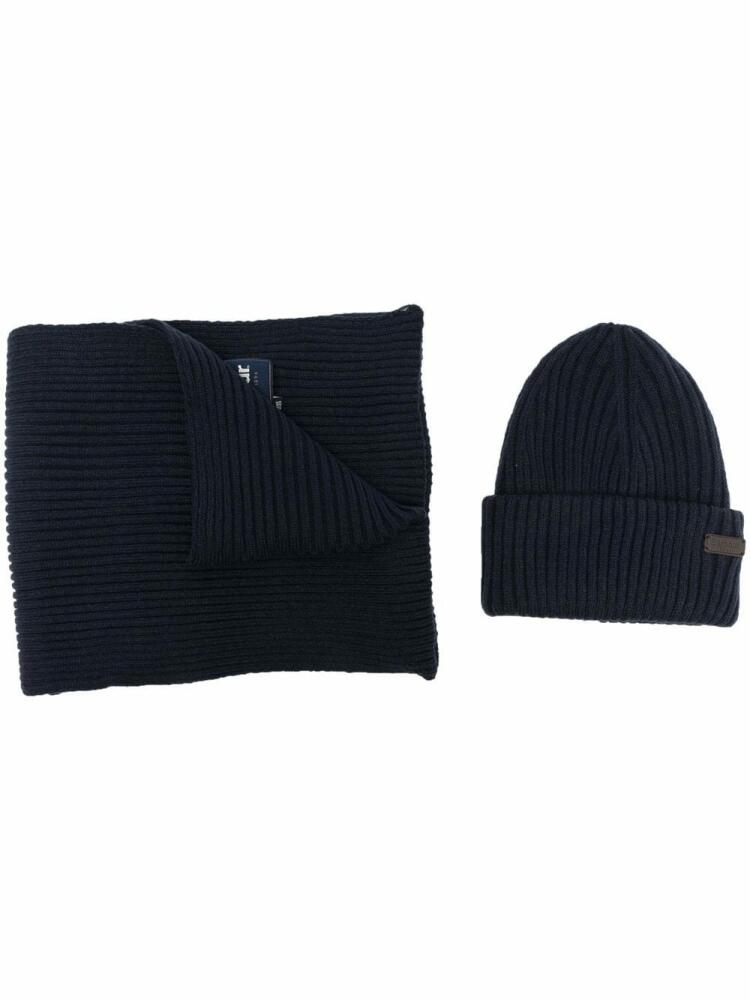 Barbour ribbed beanie set - Blue Cover