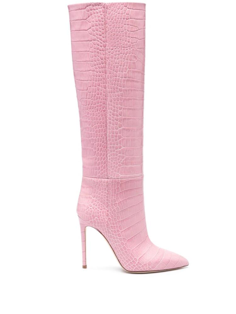 Paris Texas croc-effect knee-high boots - Pink Cover