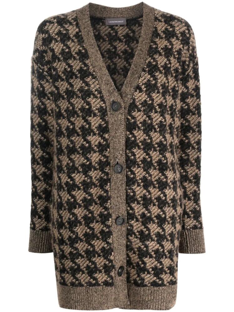 Lorena Antoniazzi houndstooth-pattern knitted cardigan - Neutrals Cover