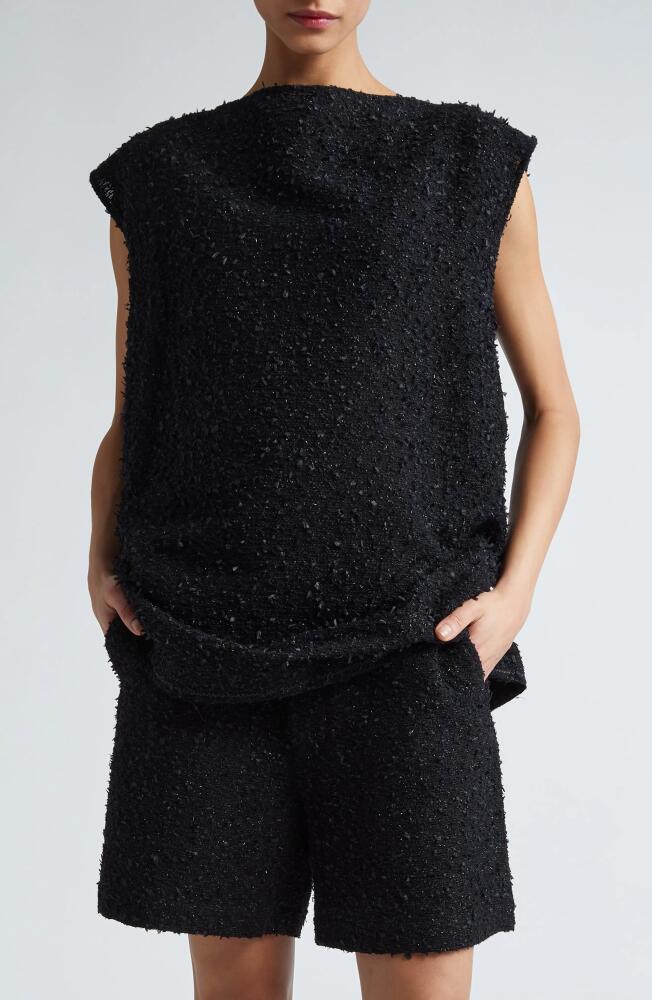 Junya Watanabe Glitter Tweed Sleeveless Top in Black Cover