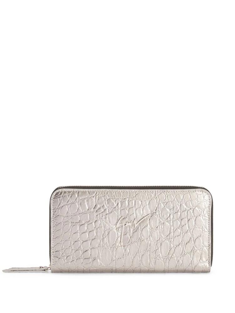 Giuseppe Zanotti Charlotte croco-embossed wallet - Silver Cover