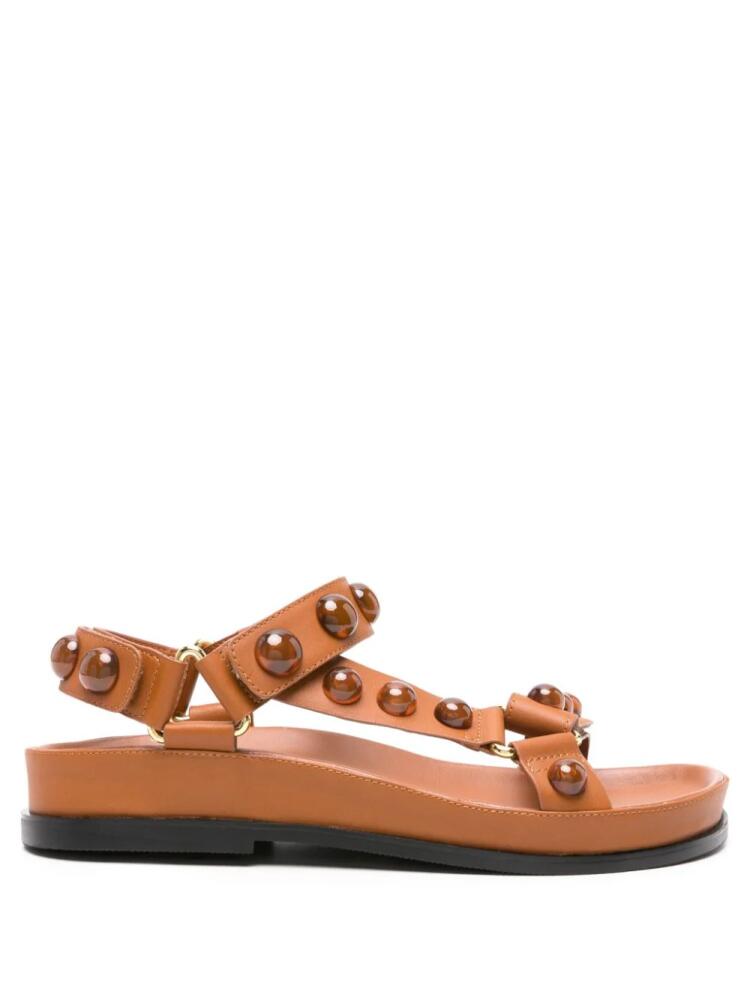 SANDRO stud-detail leather sandas - Brown Cover