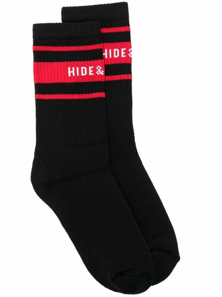 Hide&Jack ribbed logo-stripe socks - Black Cover