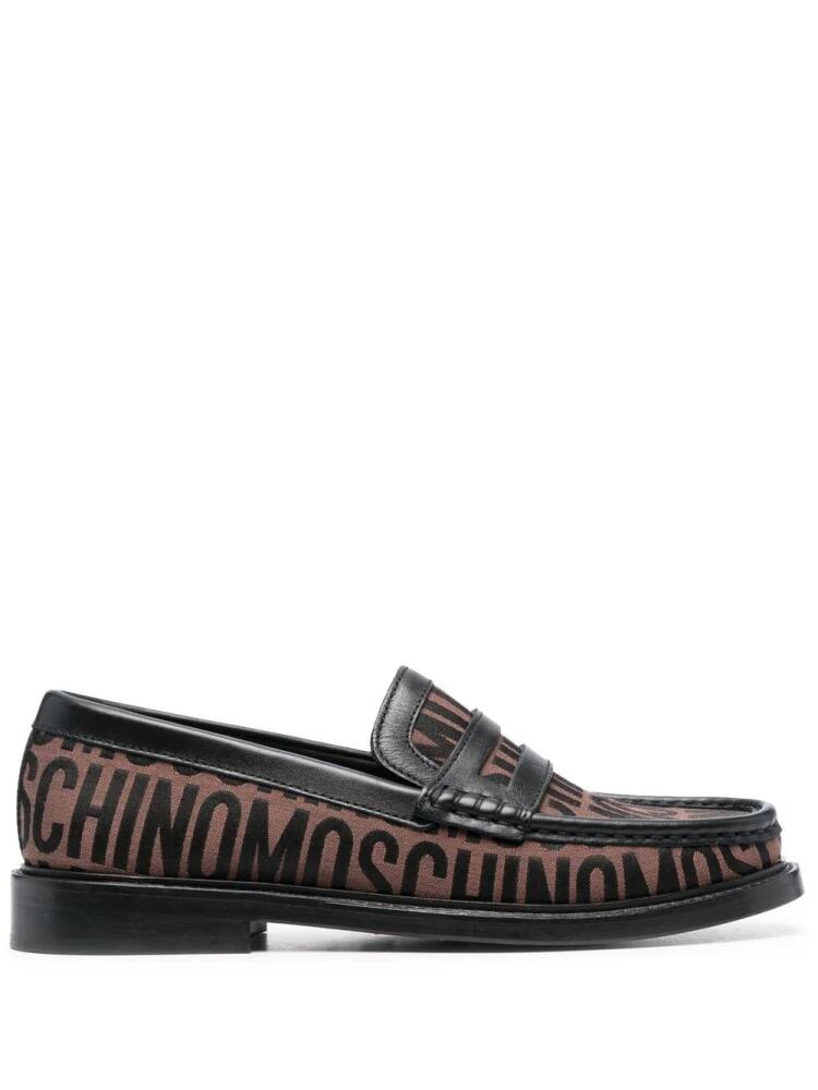 Moschino logo-pattern loafers - Black Cover