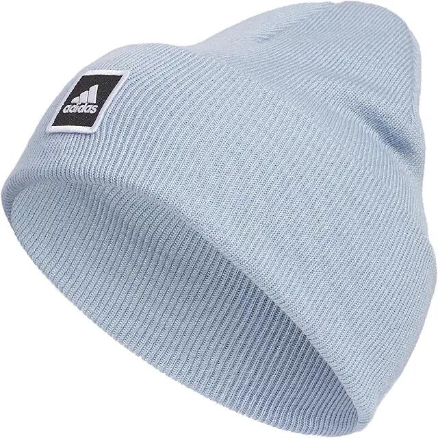 adidas Wide Cuff Fold Beanie (Wonder Blue/Black) Knit Hats Cover