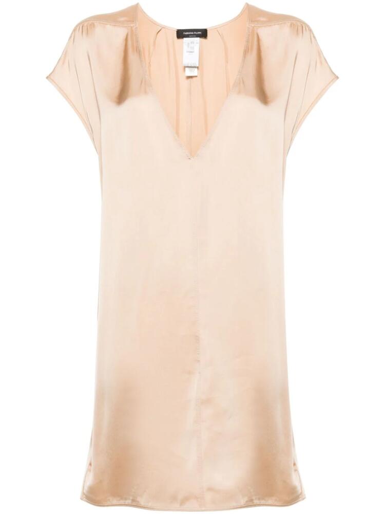 Fabiana Filippi beaded trim satin tunic - Pink Cover