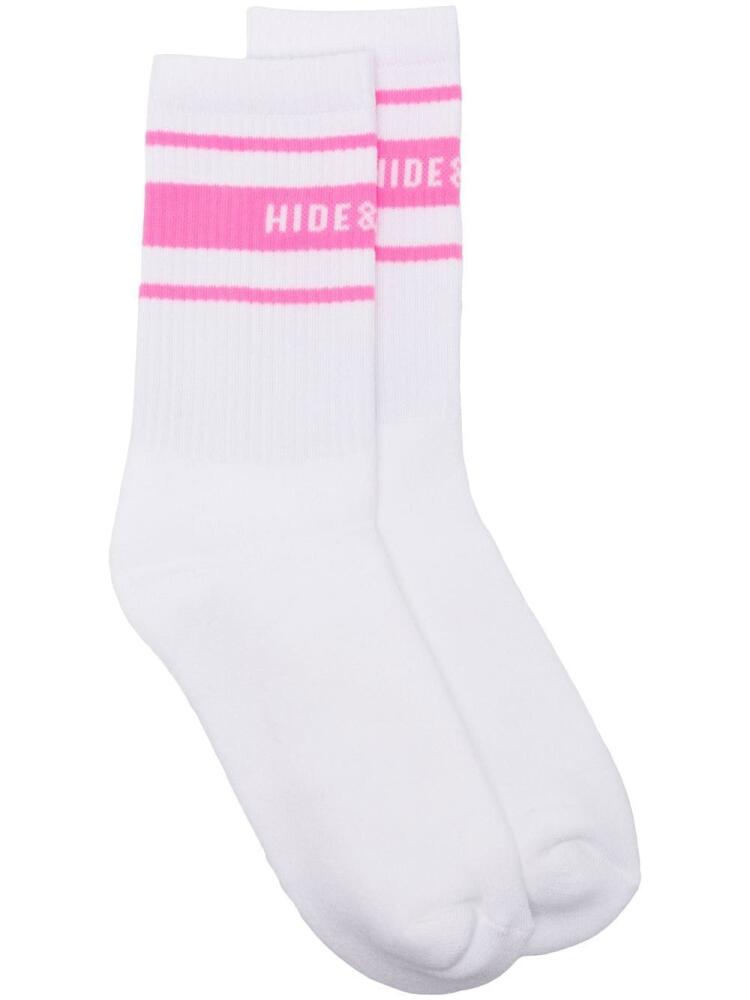 Hide&Jack ribbed logo-stripe socks - White Cover