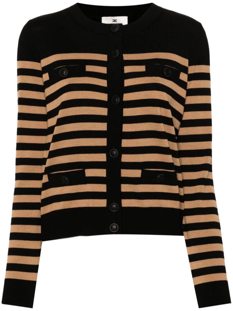 Elisabetta Franchi striped wool cardigan - Black Cover