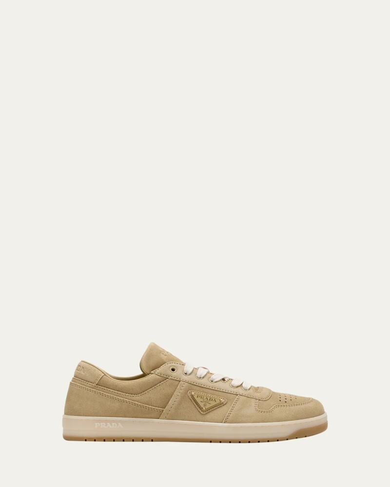 Prada Men's Downtown Suede Low-Top Sneakers Cover