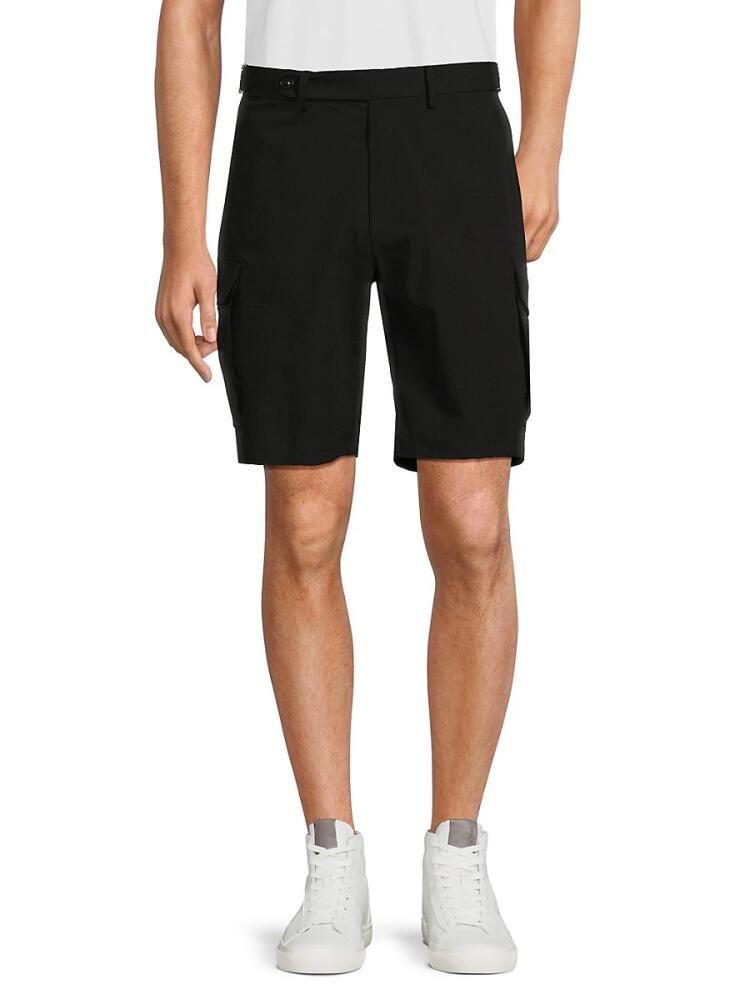 Karl Lagerfeld Paris Men's Solid Cargo Shorts - Black Cover