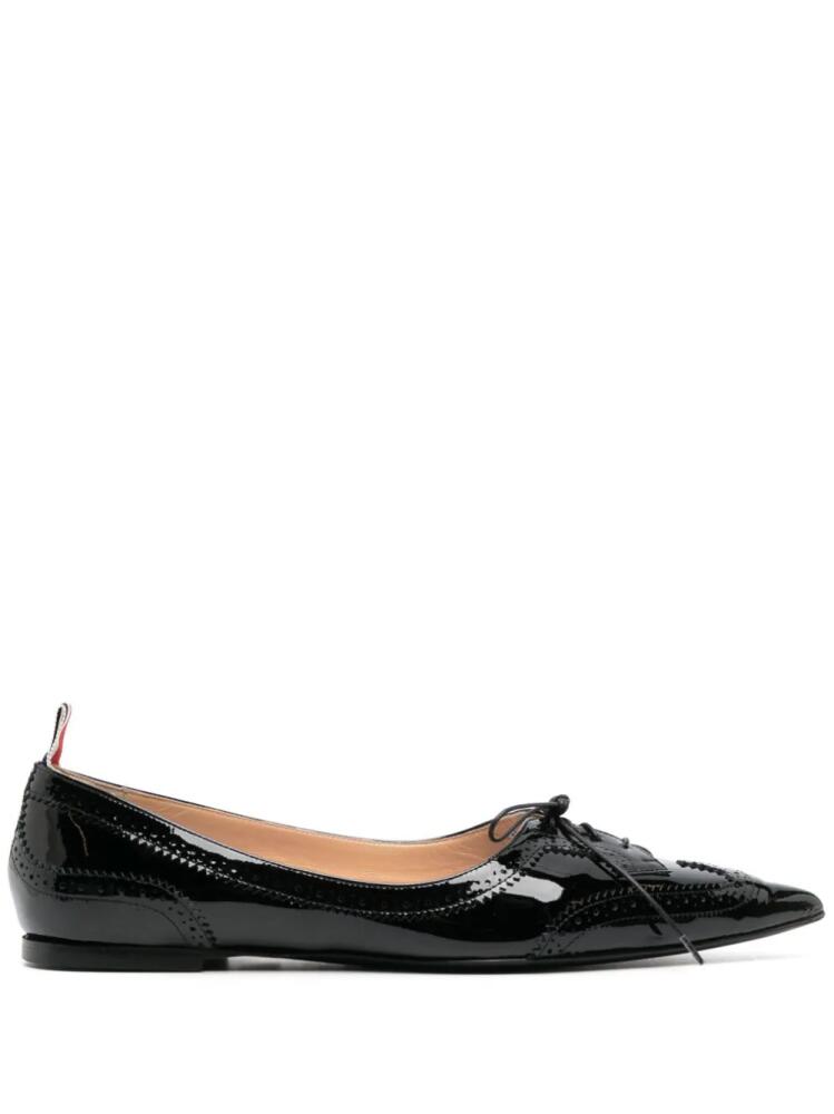 Thom Browne pointed-toe leather loafers - Black Cover