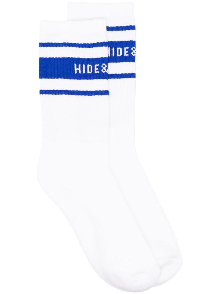 Hide&Jack ribbed logo-stripe socks - White Cover