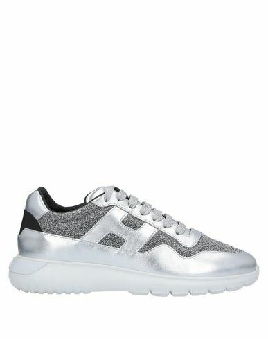 Hogan Woman Sneakers Silver Soft Leather, Textile fibers Cover