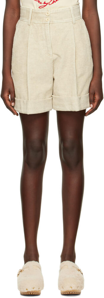 See by Chloé Beige Twin Pleat Shorts Cover