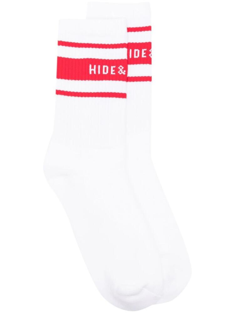 Hide&Jack ribbed logo-stripe socks - White Cover