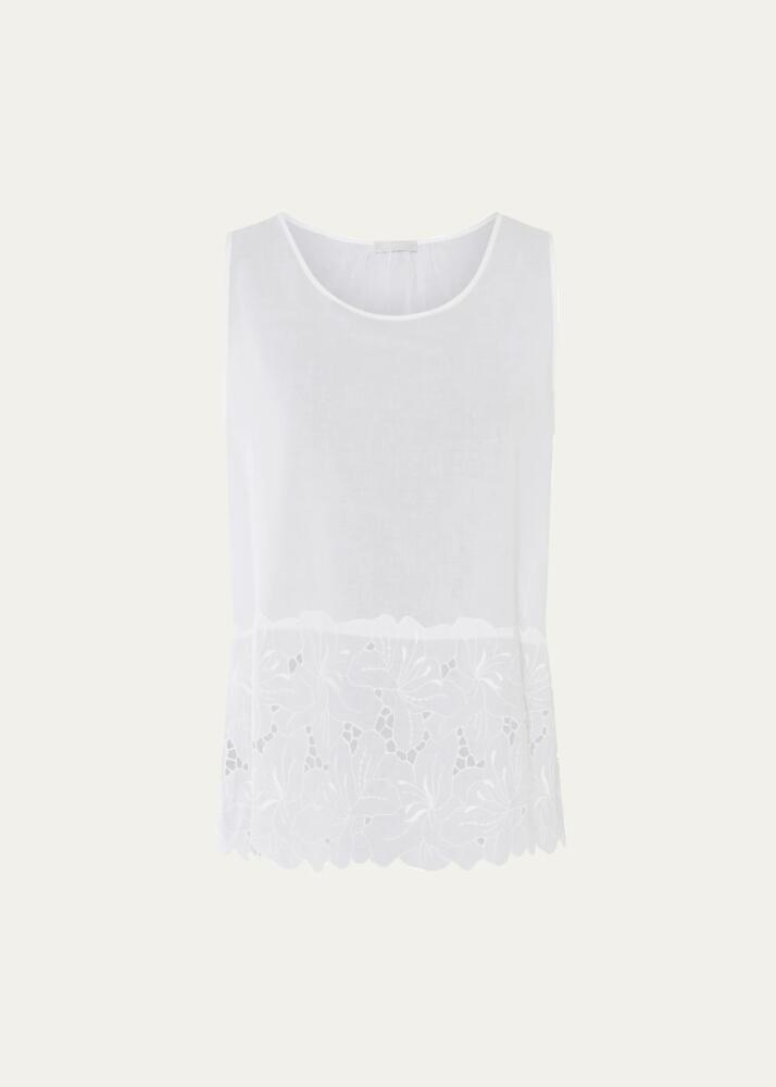 Hanro Clara Floral-Embroidered Cotton Tank Top Cover