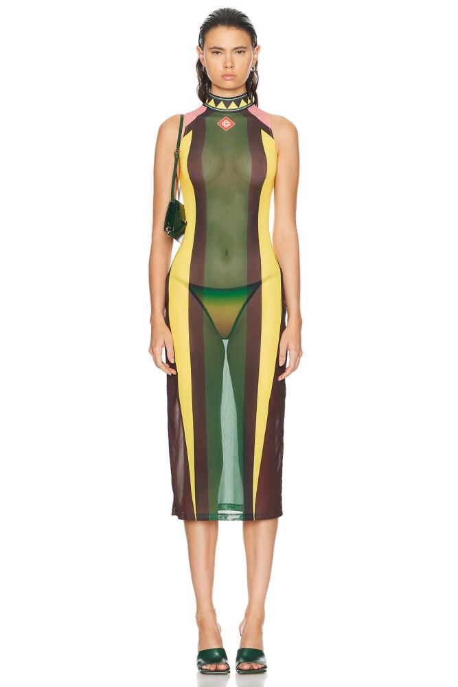 Casablanca Printed Mesh Dress in Green Cover