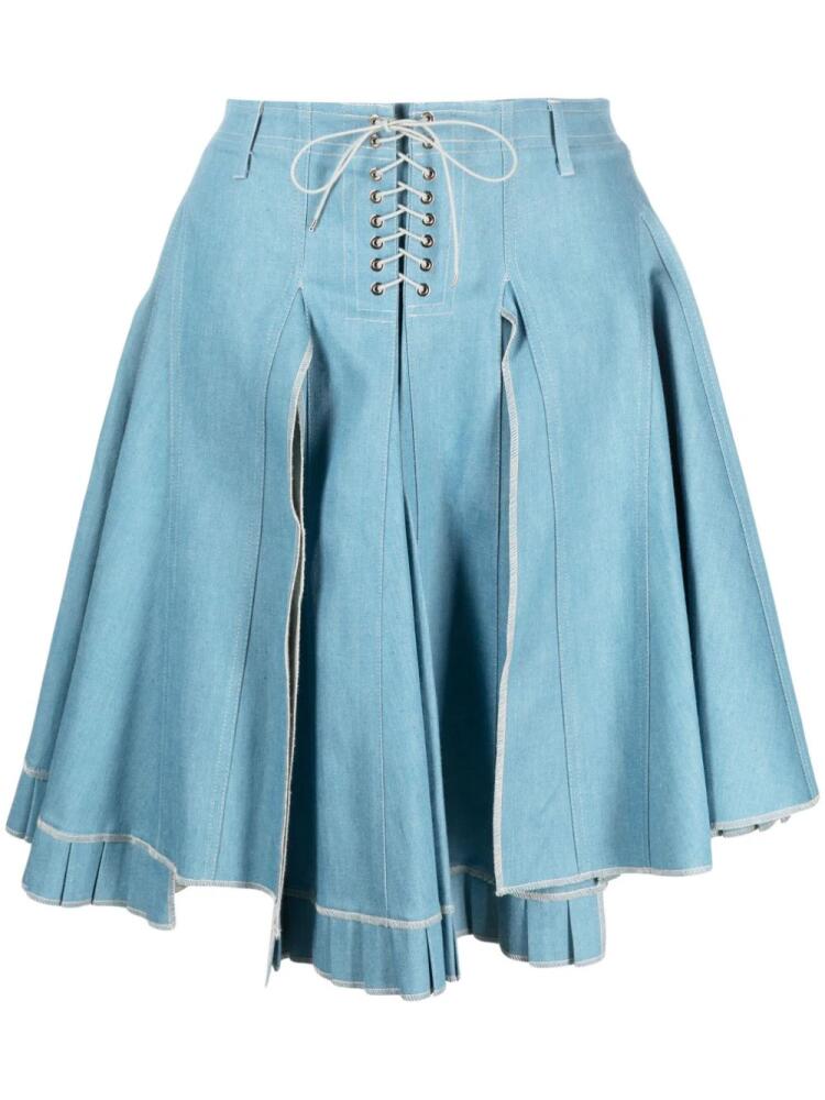 Ludovic de Saint Sernin Mirage denim pleated skirt - Blue Cover