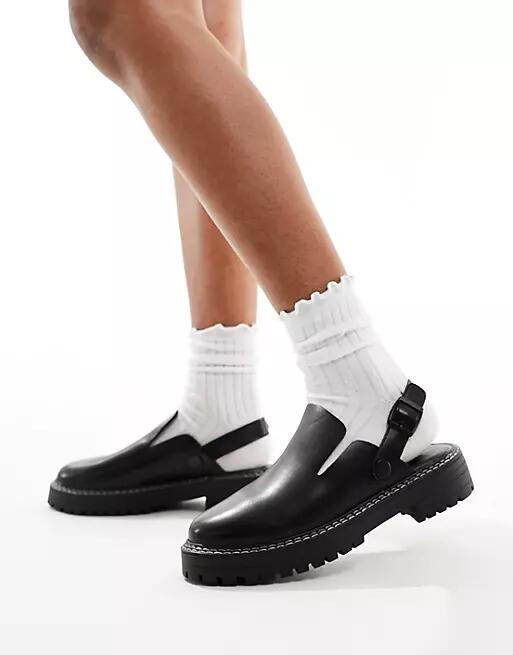 Truffle Collection sling back clogs in black Cover