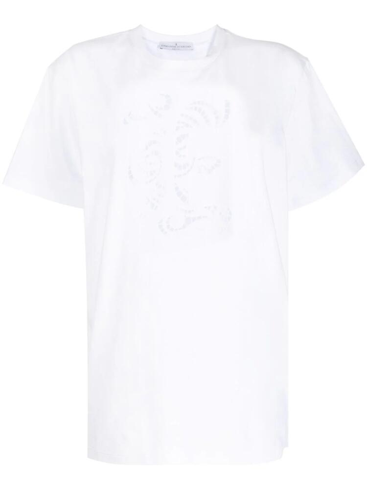 Ermanno Scervino cut-out logo-detail cotton T-shirt - White Cover