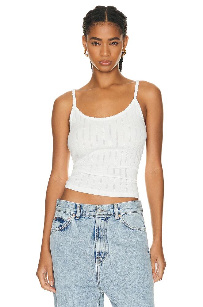 LESET Pointelle Classic Tank Top in White Cover