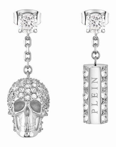 Philipp Plein Sliding $kull Crystal Dangle Earrings Woman Earrings Silver Stainless Steel Cover