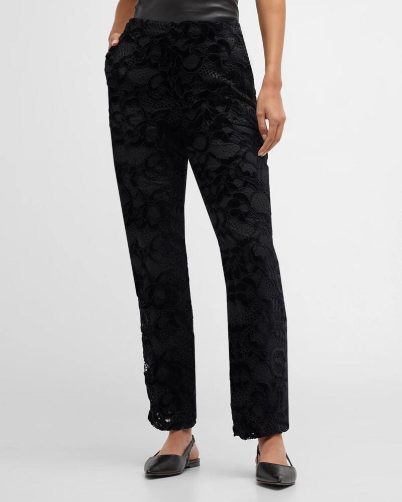 Natori Mid-Rise Straight-Leg Corded Lace Pants Cover