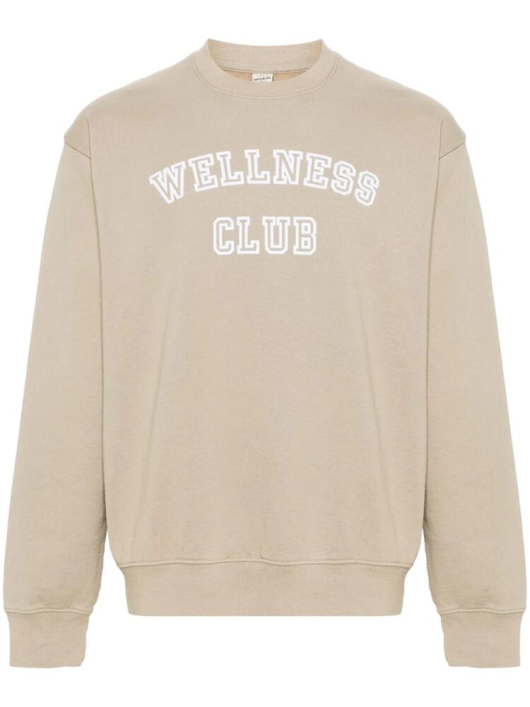 Sporty & Rich Wellness Club-flocked cotton sweatshirt - Neutrals Cover