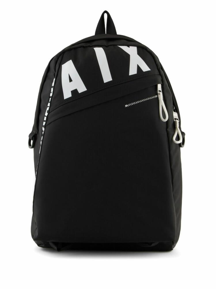 Armani Exchange logo-print canvas backpack - Black Cover